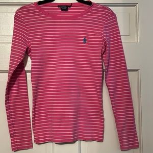 Ralph Lauren Long Sleeve Pink & White Stripe Top
